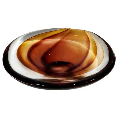Antonio Da Ros for Cenedese, Sommerso Murano Art Glass Bowl, Vide-Poche, Amber