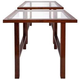 Branco & Preto Caviuna Side Table, Glass Top, Brazil, 1960s