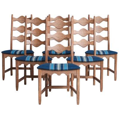 Set of Six Henning Kjaernulf Oak Mid-Century Dining Chairs (6)