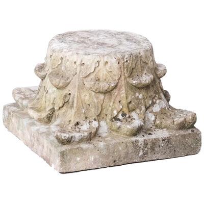 Antique French Marble Corinthian Capital Pedestal