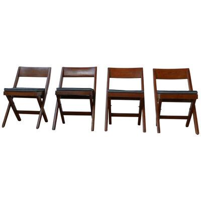 Pierre Jeanneret Mid-Century Library Dining Chairs (4)