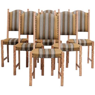 Danish Mid-Century Oak Upholstered Dining Chairs (6)
