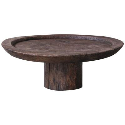 Wooden Low Circular Primitive Coffee Table