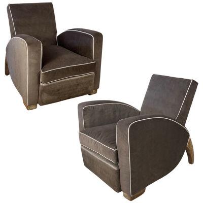 French Art Deco Pair of Club Chairs