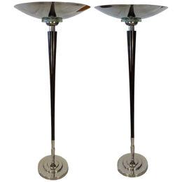 Art Deco Pair of Torchieres/Floor Lamps by Francis Hubens