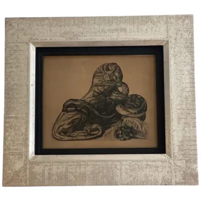 Art Deco Etching "The Panther and The Snake" by Paul Jouve