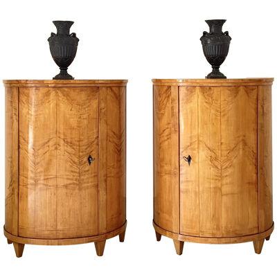 Pair Of Biedermeier Demi-lune Side Cabinets