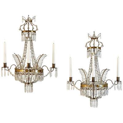 Fine Pair Of Late 18th Century Viennese Cut Glass Sconces