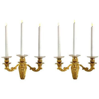 Pair of Early 19th Century Gilt Bronze Sconces