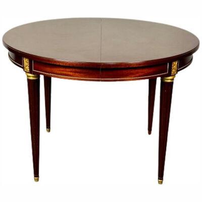 Louis XVI Style Bronze Mounted Center or Dining Table, Plum Pudding Veneer