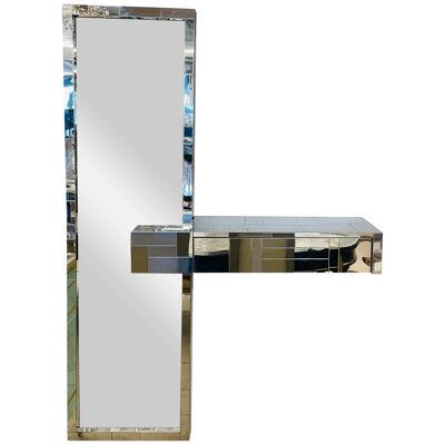 Mid-Century Modern Paul Evans Cityscape Floating Console and Mirror, Directional