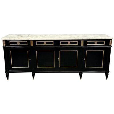 Hollywood Regency Style Black Lacquer Sideboard / Credenza , Maison Jansen Style