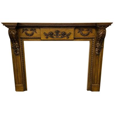 A Louis XVI Style Carved Mantle, Fireplace Surround, Solid Wood Carved, Oak