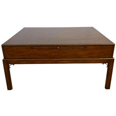 Theodore Alexander Campaign Style Coffee, Cocktail Table, Mahogany and Brass