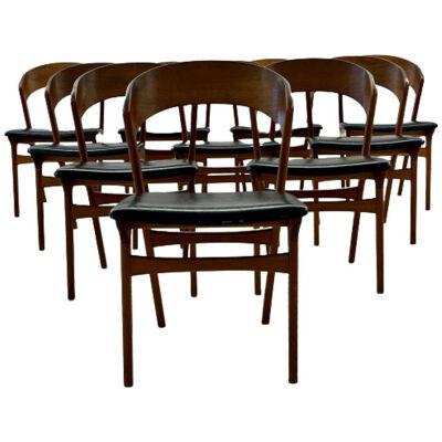 Set of Ten Kai Kristiansen Style Mid-Century Modern Dining / Side Chairs, Danish