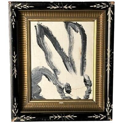 Hunt Slonem, Black and White Bunny Oil Painting, Framed, 2009