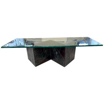 Paul Evans Style Bow Tie Coffee Table w Glass Top