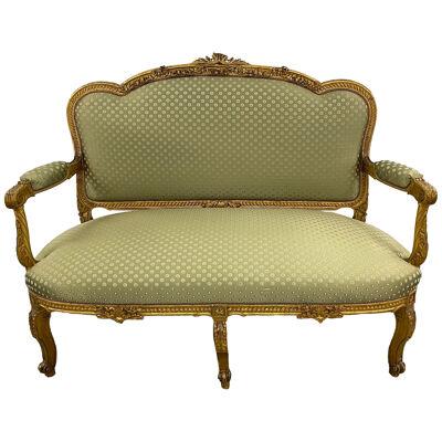 19th Century Settee / Canape, Durand, Louis XV, Giltwood, Scalamandre Upholstery
