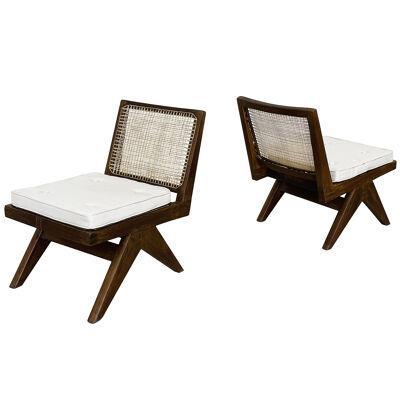 Authentic Pierre Jeanneret Armless Easy Chairs, Lounge / Slipper, Mid-Century