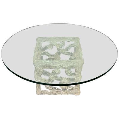Art Deco Lalique Style Glass Top Coffee or End Table.