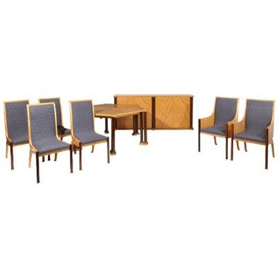 Vladimir Kagan Dining Room Set, Table, Chairs, Sideboard, Labeled, Copeland