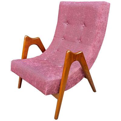 Single Sculptural Italian Mid-Century Modern Lounge Chair in Walnut, Mahogany