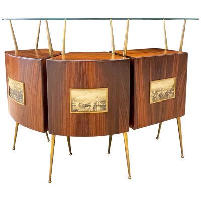 Gio Ponti Style Mid-Century Modern Bar or Serving Cabinet.