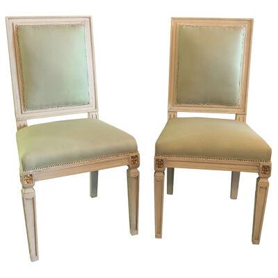 Set of 10 Jansen Inspired Gilt and Paint Decorated Side Chairs