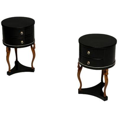 Pair of Mid Century Modern Ebony End Table, Nightstands or Lamp Tables