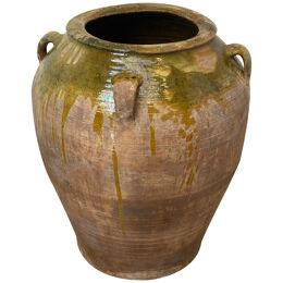 Brutalist ,Vintage Spanish Glazed Terracotta Jar