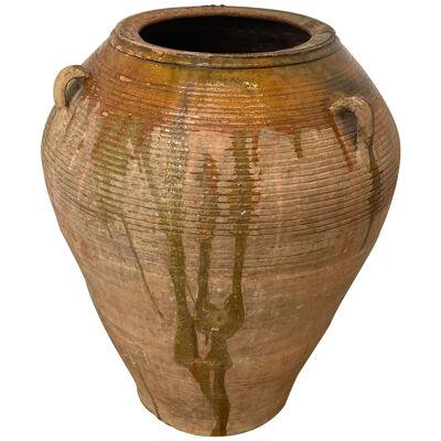Spanish Brutalist , Antique Glazed Terracotta Vase