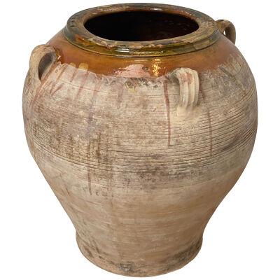 Brutalist, Vintage Spanish Glazed Terracotta Vase