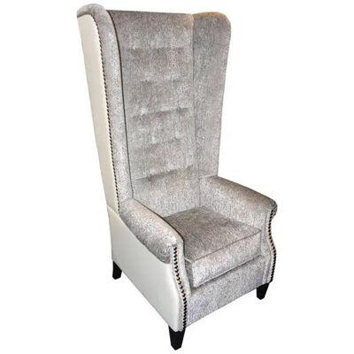 Greenwich Armchair with Atlanta Fabric and Back in Tango Cream Genuine Leather