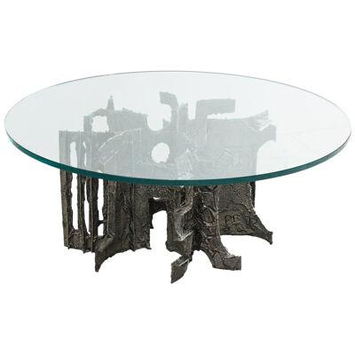 Sculpted Bronze Round Low-Table, USA