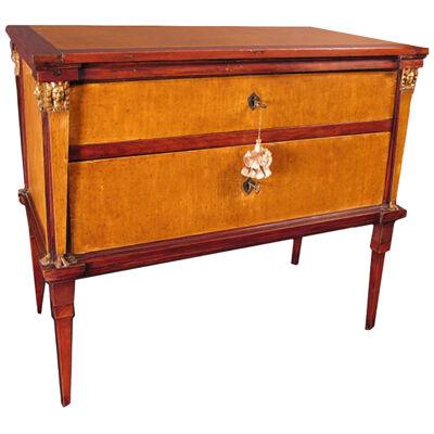 ITALIAN EMPIRE OCHRE AND RED PAINTED COMMODE