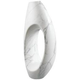 Vase Vessel Decorative Sculpture Sail Shape Hand Carved White Statuary Marble