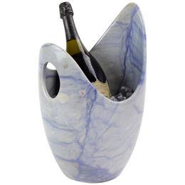 Champagne Bucket Wine Cooler Blue Azul Macaubas Marble Hand Curved Vase Italy