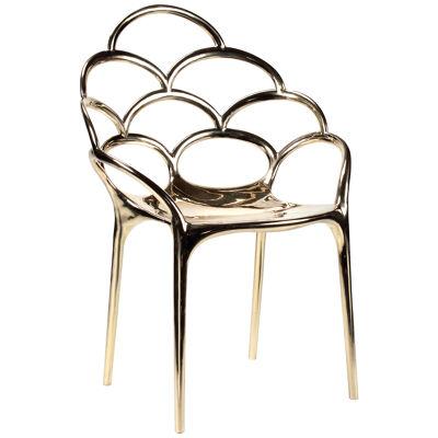 Sculpture Armchair Gold Cast Bronze Chair Mirror Polished Made in Italy