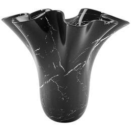 Sculptural Black Marquina Marble Vase Vessel Decorative, Flower Shape Sculpture