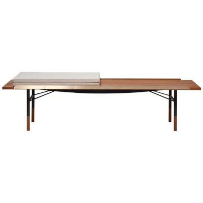 Finn Juhl Table Bench, Medium Size Version, Wood and Brass with Cushion
