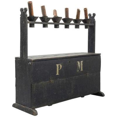 Big Spanish 'Hachero' Traditional Ancient Stained Wood Candleholder, circa 1890