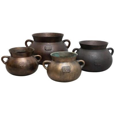 Set of Four Traditional Spanish Bronze Pots