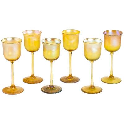 Gold Favrile Glass Liqueur Glasses