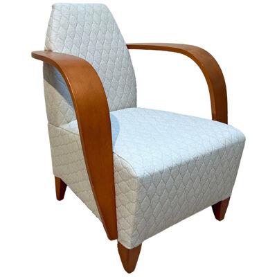 Design Arm Chair, Beech Wood, Cream-white Quilt Fabric, Spain, 1990s