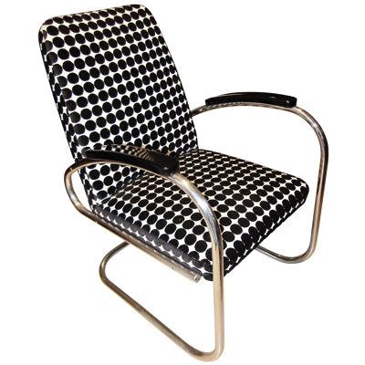 Bauhaus Tubular Steel Chair, 'FUN' Fabric, Germany circa 1925