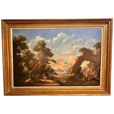 19th Century Continental Oil on Canvas Painting in Giltwood Frame