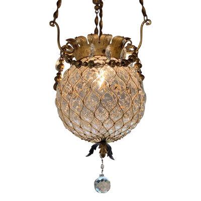 19th Century Blown Glass and Gilt Tole Lantern