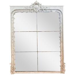 18th Century French Carved and Whitewashed Mirror