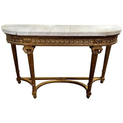 19th Century Italian Louis XVI Style Carved and Giltwood Console