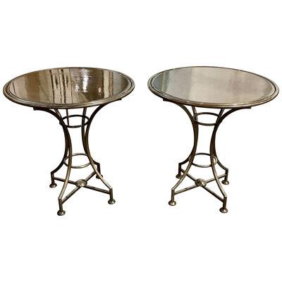 Vintage Italian Jansen Style Lacquered Steel Side Tables